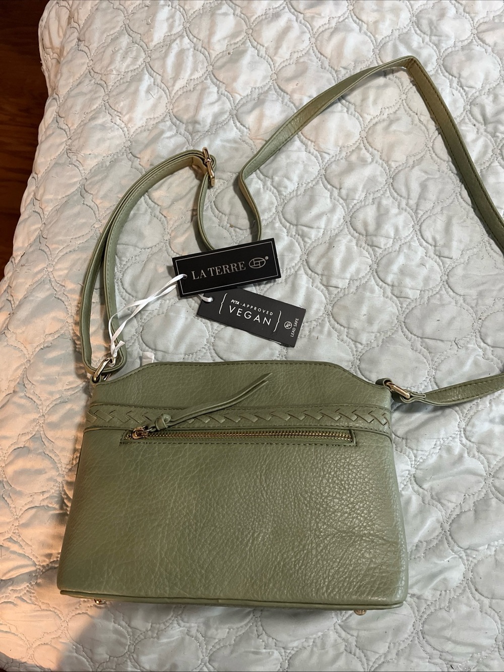 Olive Green Vegan Crossbody Bag by La Terre, NWT